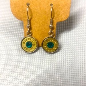 Bullet earrings with blue zircon stones